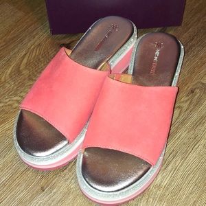 Johnston Murphy Grace Melon Kid Suede Sandle